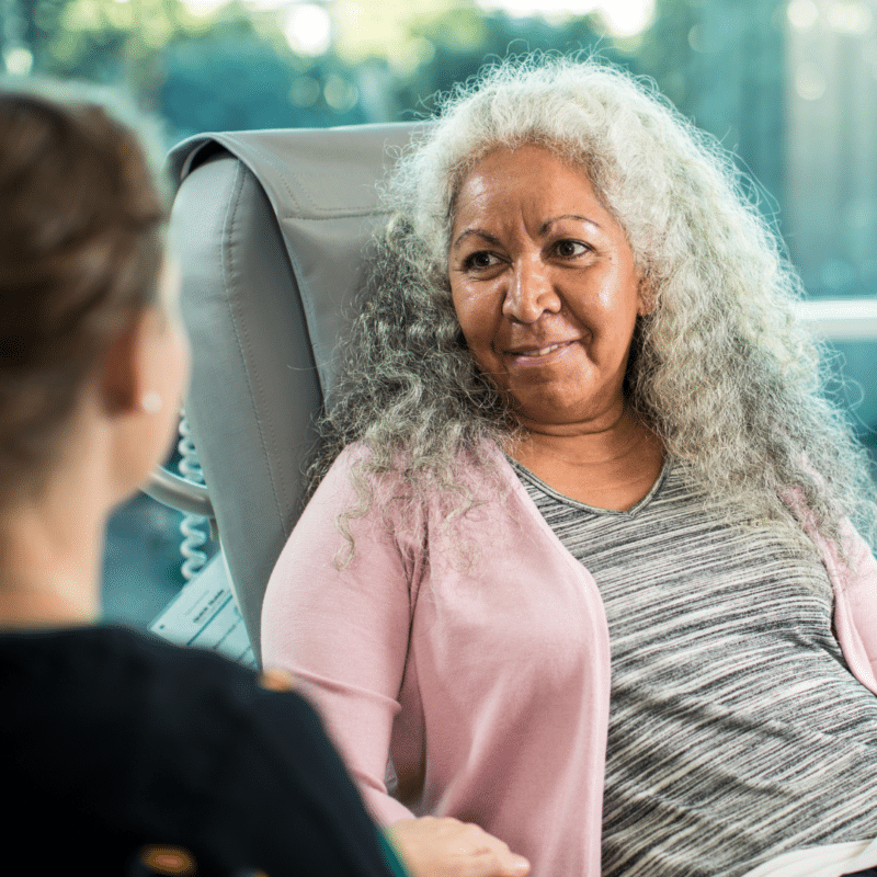 Icon Cancer Centre patient supported by a caring Icon Nurse
